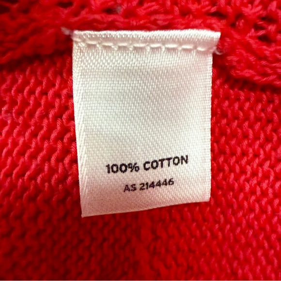 Amber Sun Red 100% Cotton Textured Grid Knit Cardigan, Size XL - Picture 4 of 7